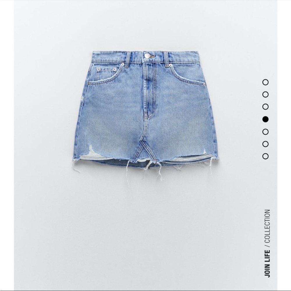 Zara high rise denim mini skirt